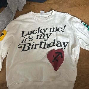 Jayne west birthday hoodie, size medium white